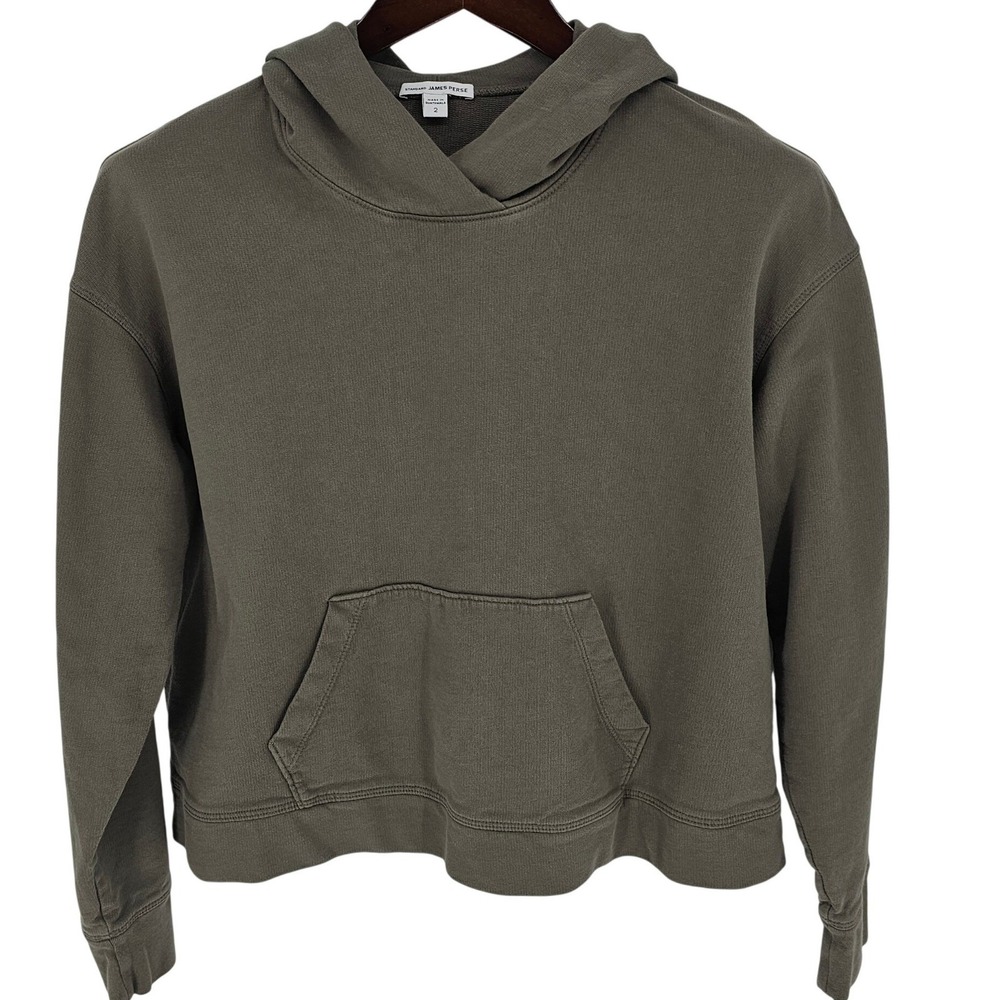 James Perse Standard Slub Sistressed‎ Green Hoodie Size 2(M) Relaxed California